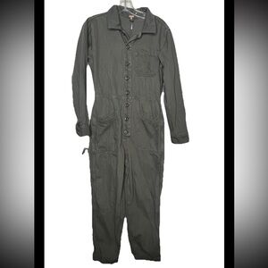 Free People Olive Green Long Sleeve Jumpsuit Size Small